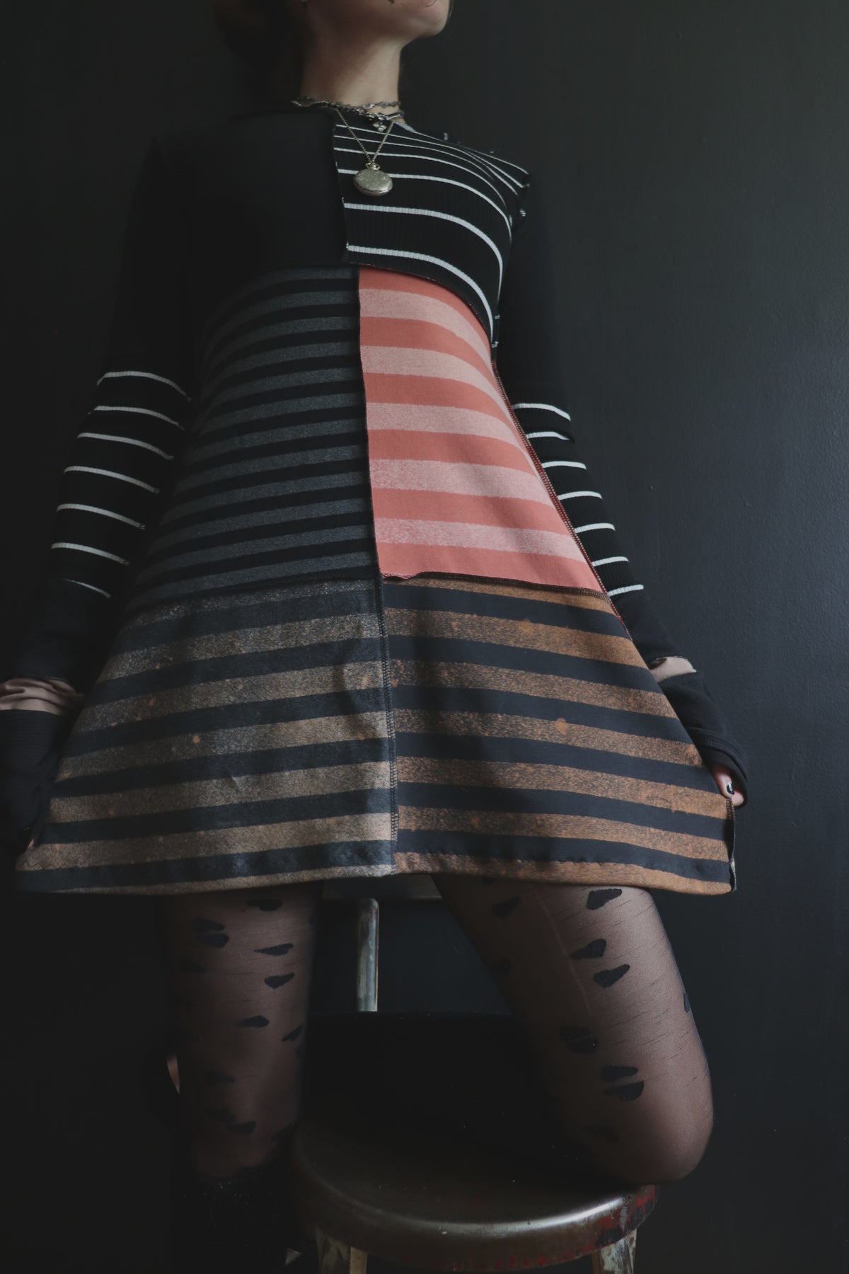 OnlyShadowsAhead (S, XL) Mod Mini Dress Long Sleeves Harvest Stripe