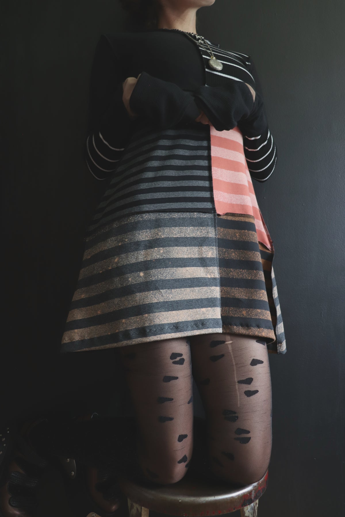 OnlyShadowsAhead (S, XL) Mod Mini Dress Long Sleeves Harvest Stripe