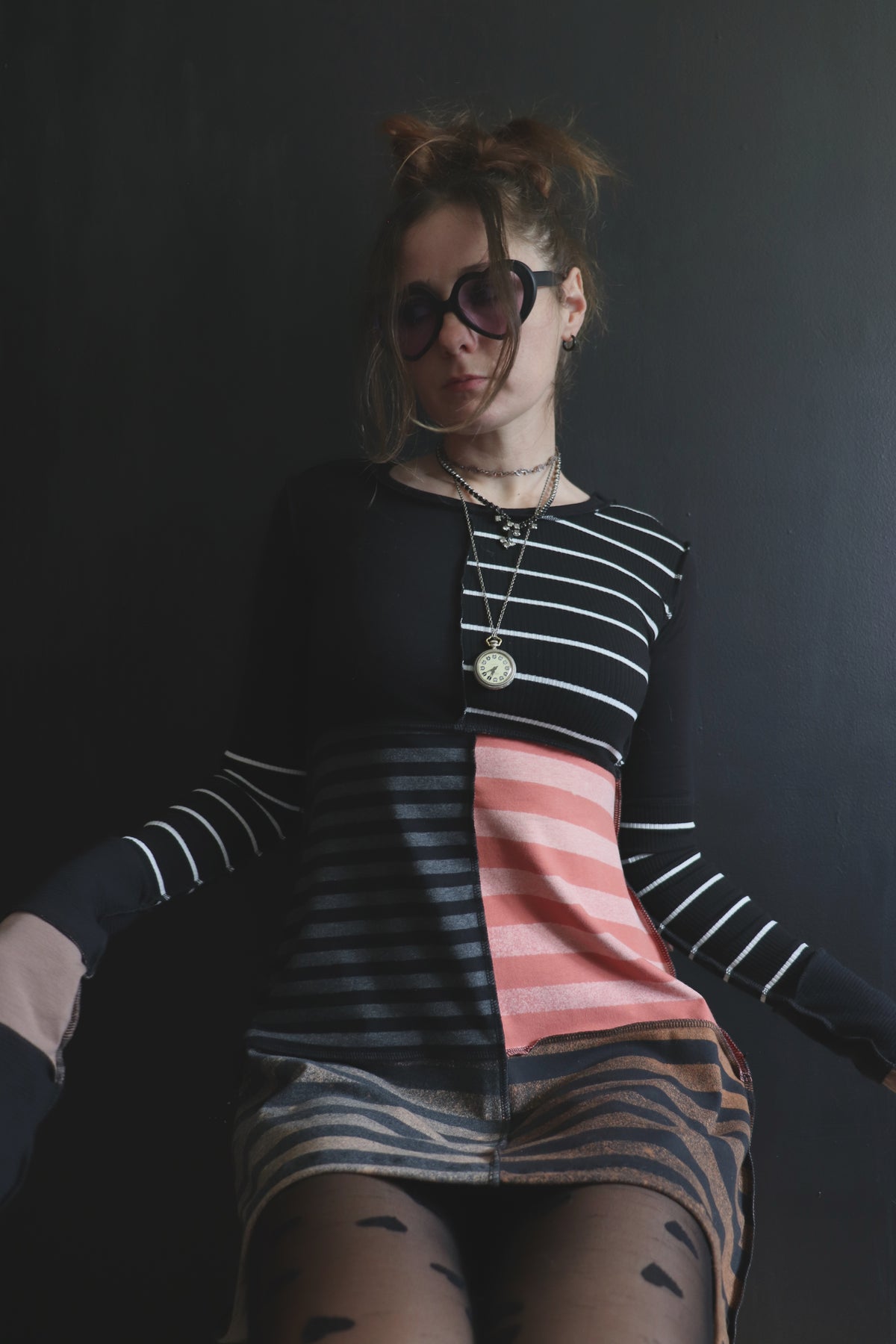 OnlyShadowsAhead (S, XL) Mod Mini Dress Long Sleeves Harvest Stripe