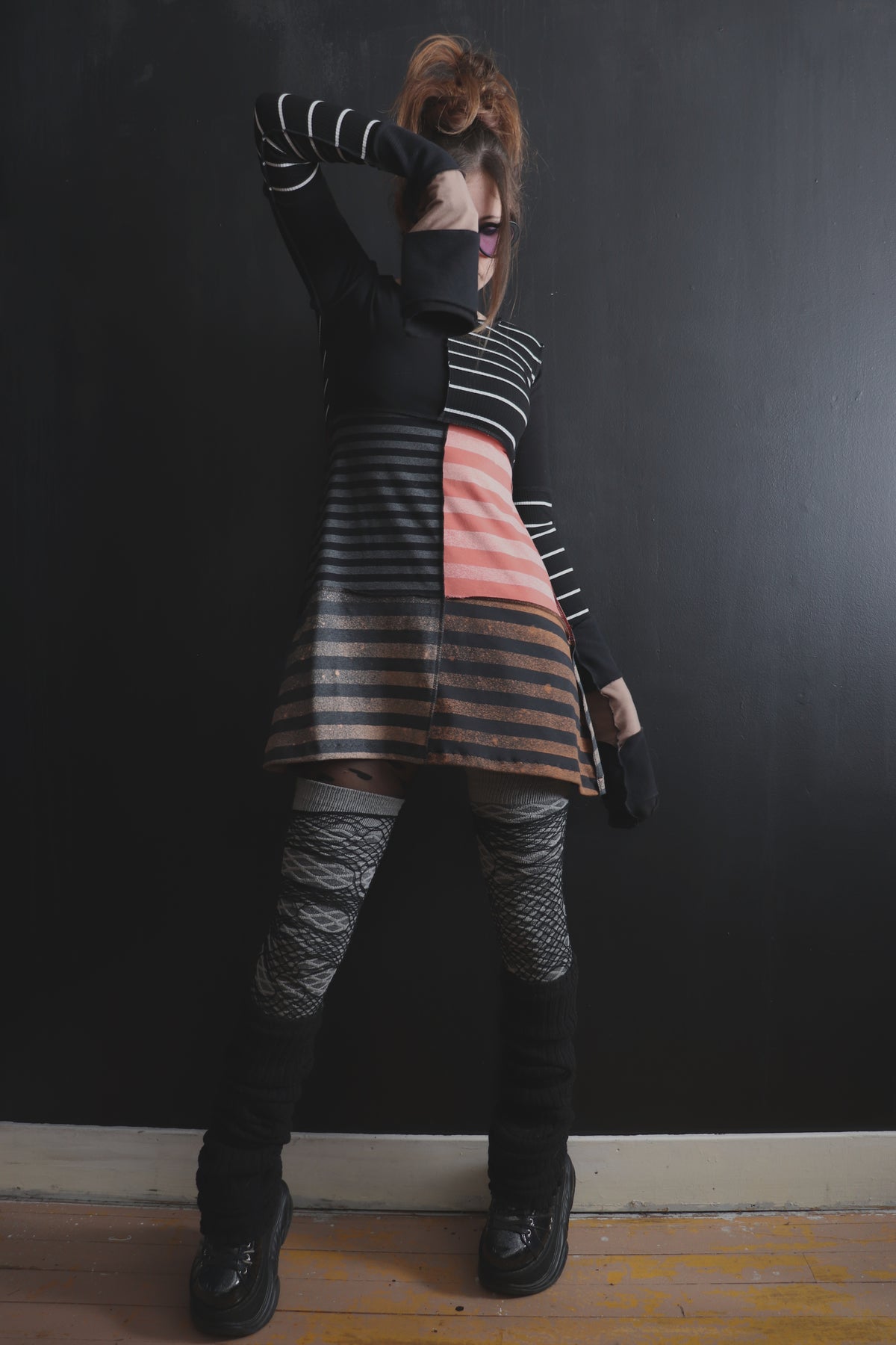 OnlyShadowsAhead (S, XL) Mod Mini Dress Long Sleeves Harvest Stripe