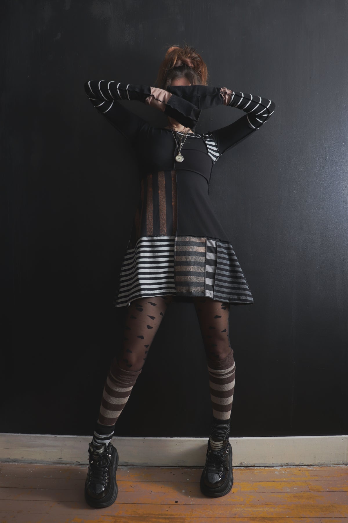 InThPaperTodayTalesOfWarAndOfWaste (S) Mod Mini Dress Long Sleeves Stripe Mix