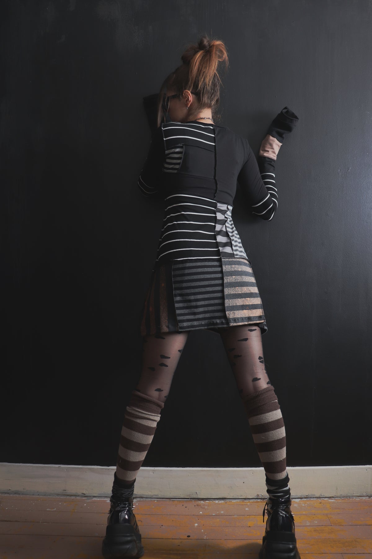 InThPaperTodayTalesOfWarAndOfWaste (S) Mod Mini Dress Long Sleeves Stripe Mix