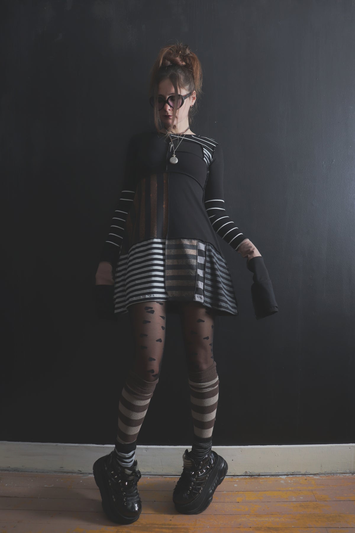 InThPaperTodayTalesOfWarAndOfWaste (S) Mod Mini Dress Long Sleeves Stripe Mix
