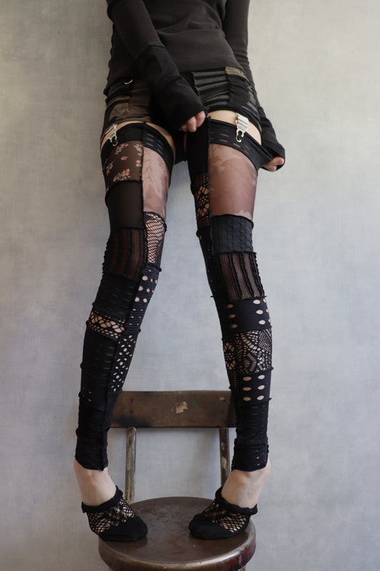 StillThinkingAbout (One Size) Footless Thigh High Stockings Apocalypse Earth Mix