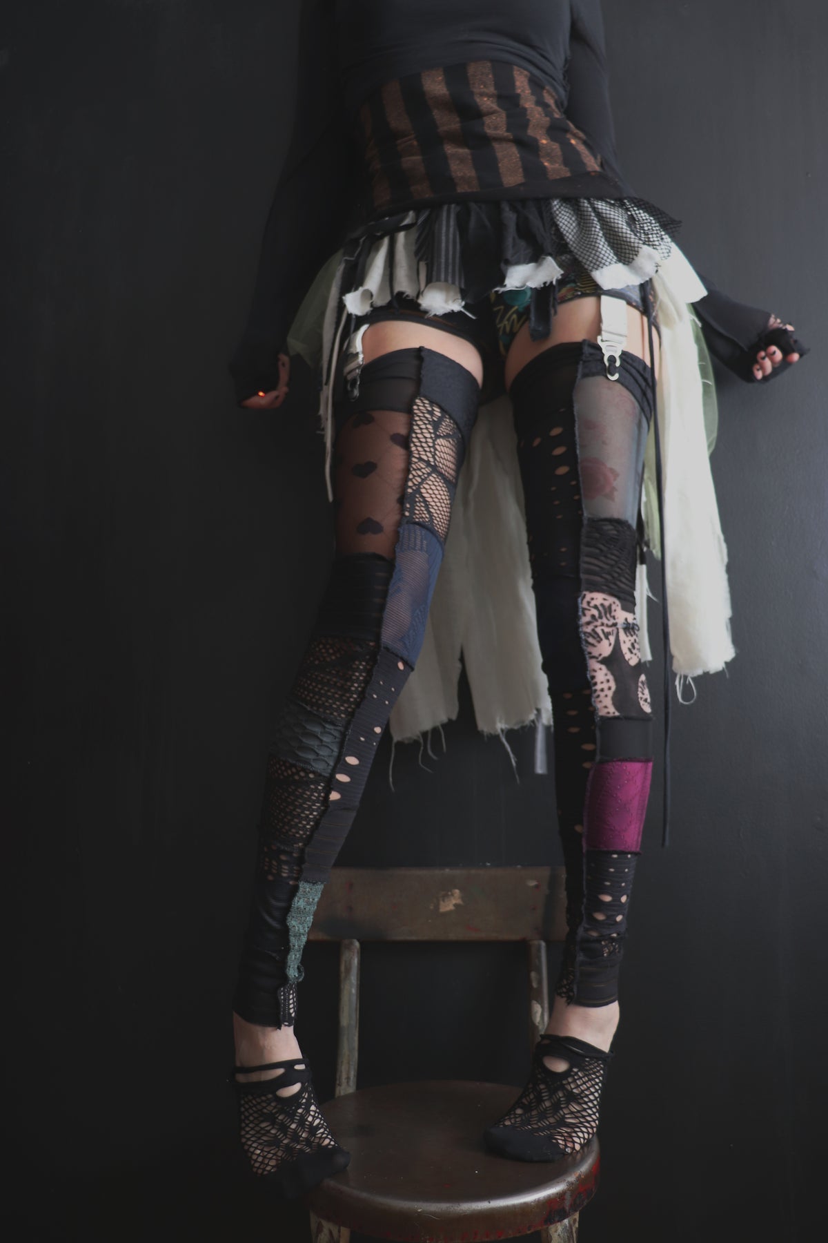 CountingTheStepsToTheDoorOfYourHeart (One Size) Footless Thigh High Stockings Little Love Mix