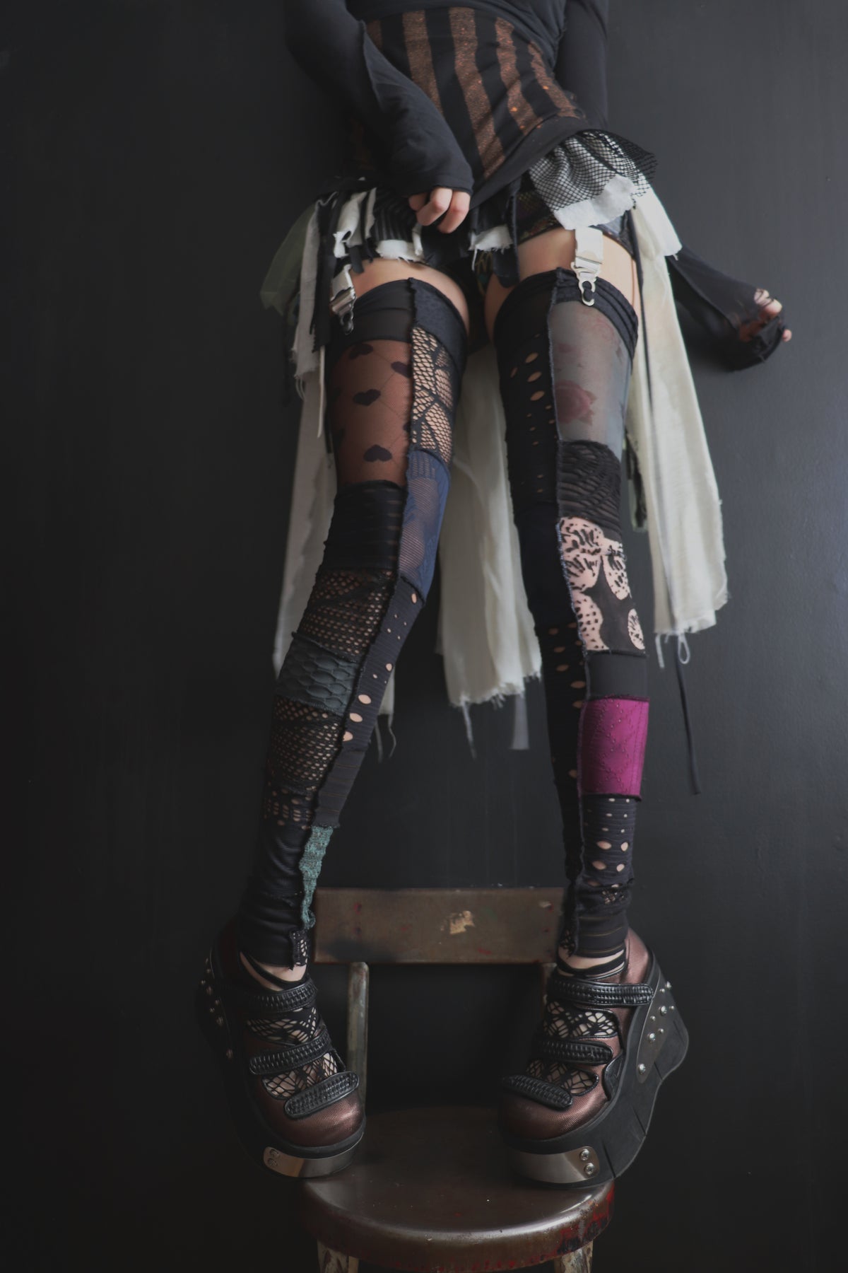 CountingTheStepsToTheDoorOfYourHeart (One Size) Footless Thigh High Stockings Little Love Mix