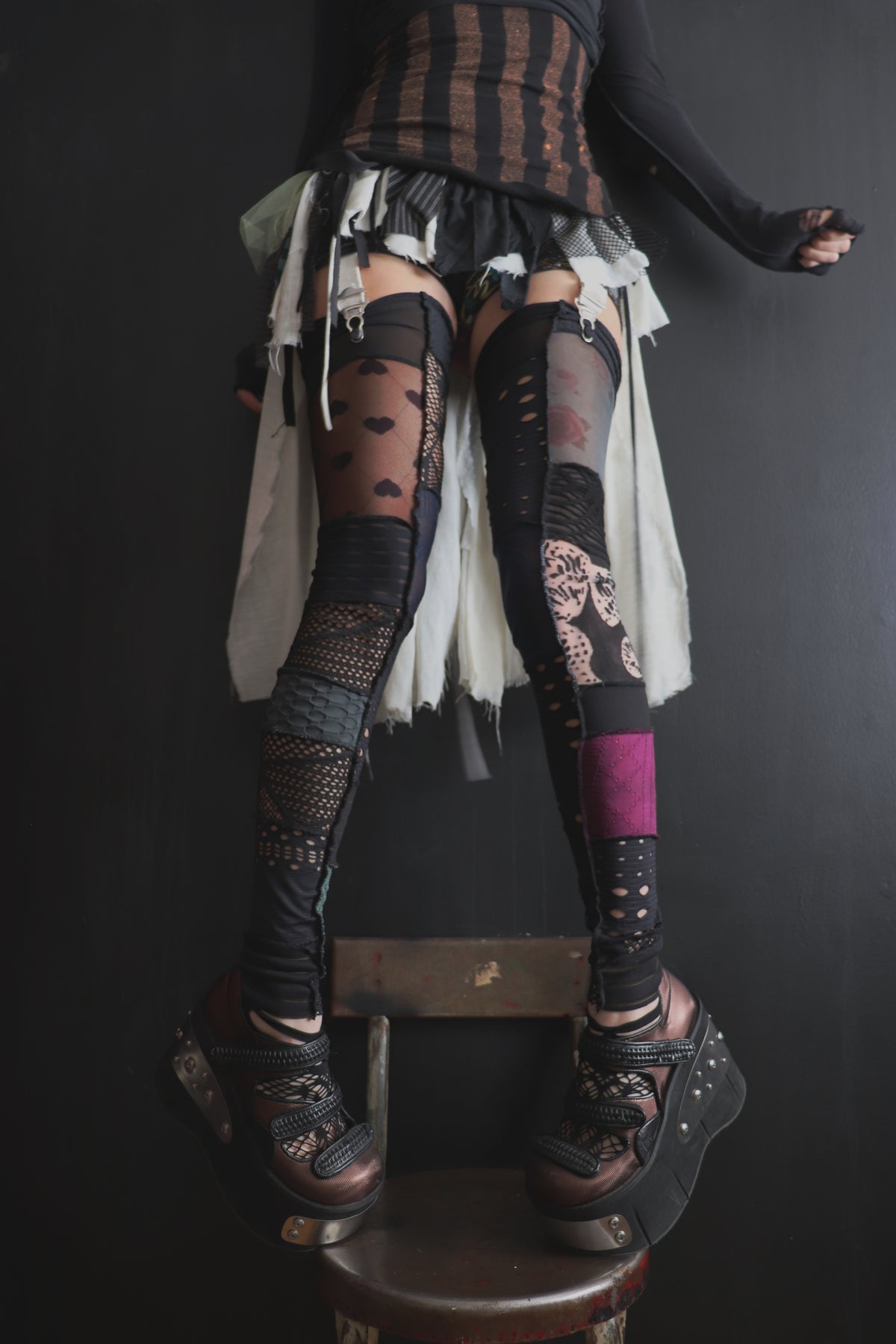 CountingTheStepsToTheDoorOfYourHeart (One Size) Footless Thigh High Stockings Little Love Mix