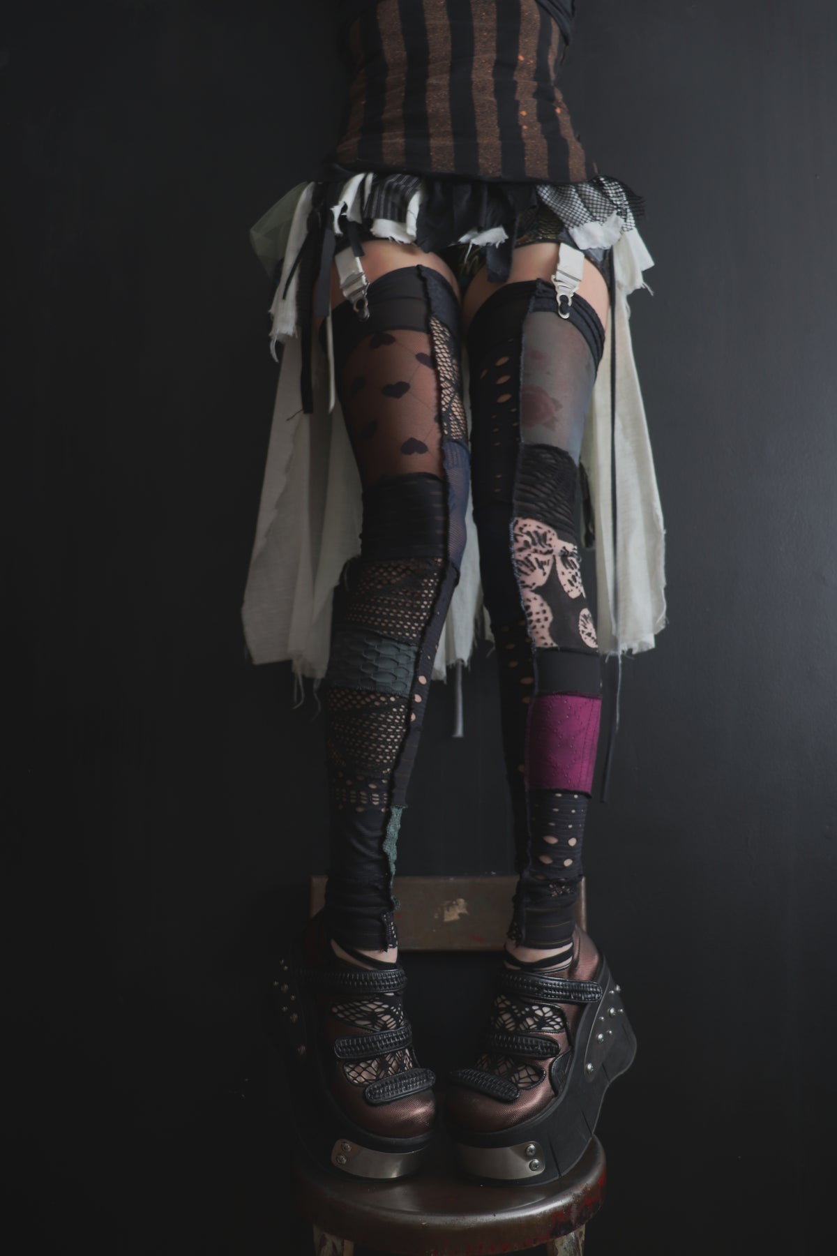 CountingTheStepsToTheDoorOfYourHeart (One Size) Footless Thigh High Stockings Little Love Mix