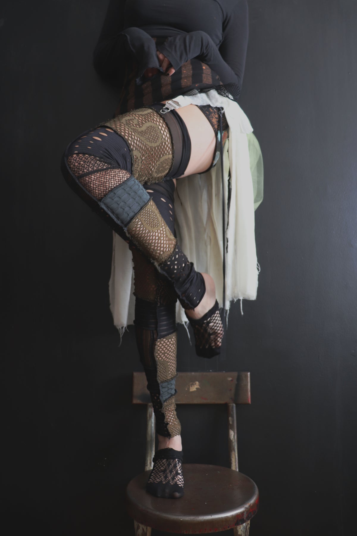 TheresABattleAheadManyBattleAreLost (One Size) Footless Thigh High Stockings Grunge Mix
