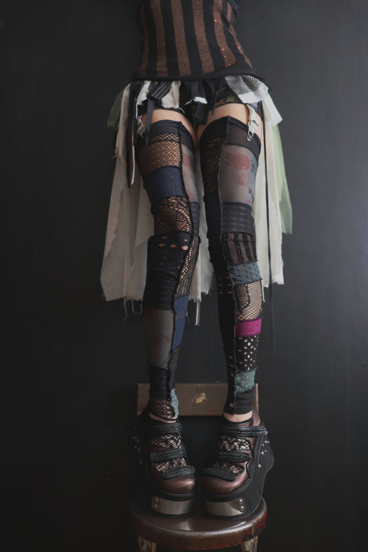 NeverSeeTheEndOfTheRoadWhileYoureTravellingWithMe (One Size) Footless Thigh High Stockings Moody Rose Mix