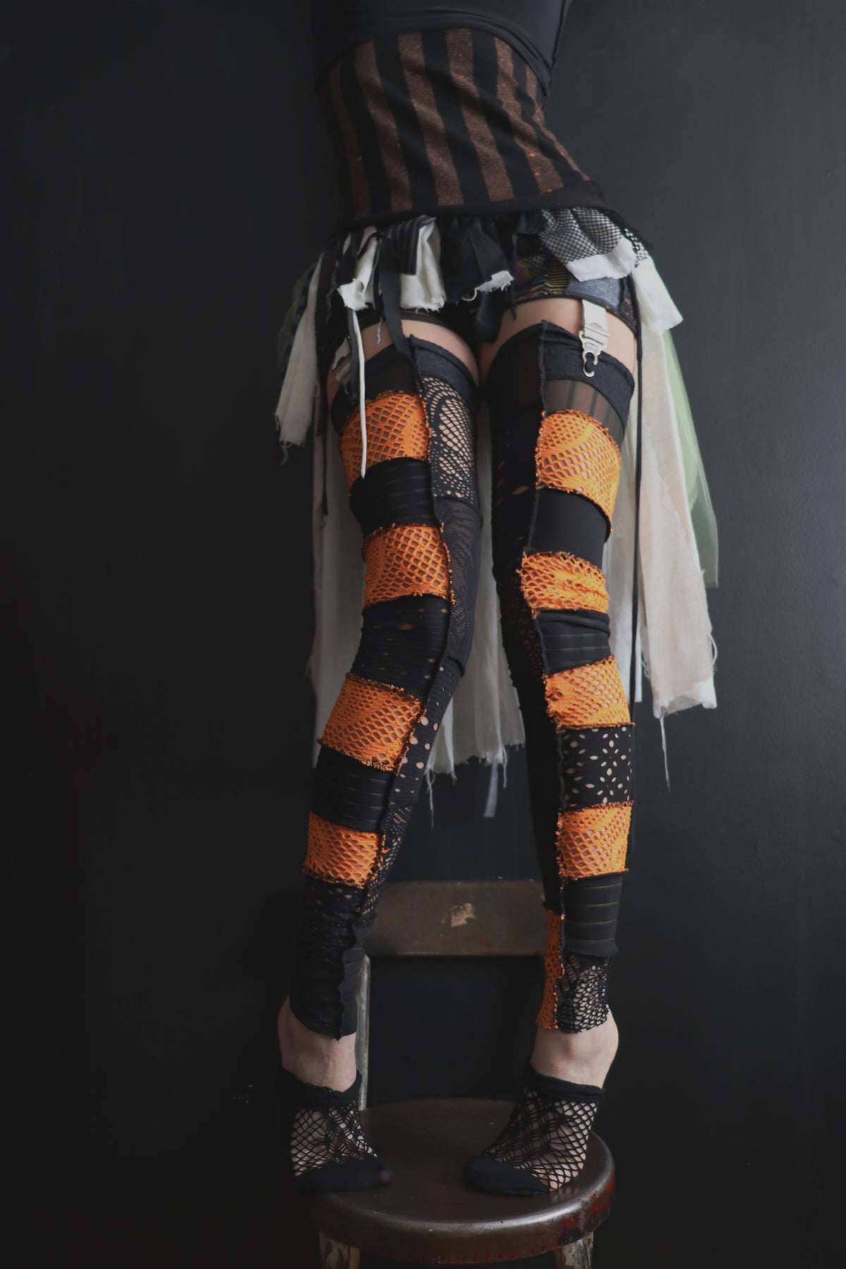 ToBuildAWallBetweenUs (One Size) Footless Thigh High Stockings Spooky Mix