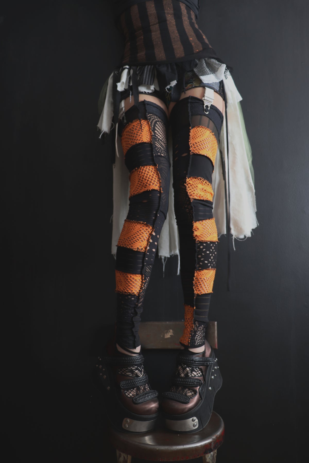 ToBuildAWallBetweenUs (One Size) Footless Thigh High Stockings Spooky Mix