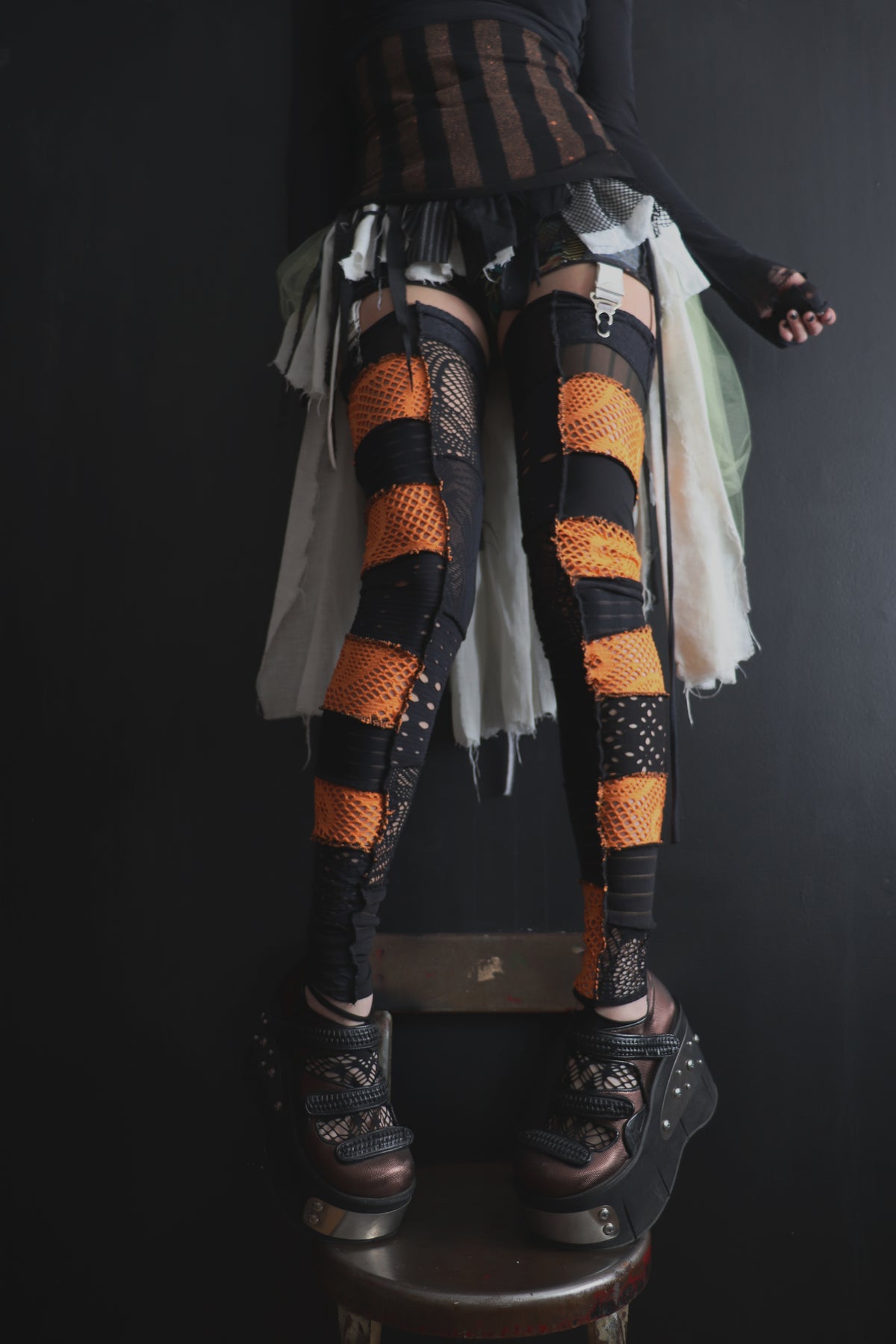 ToBuildAWallBetweenUs (One Size) Footless Thigh High Stockings Spooky Mix