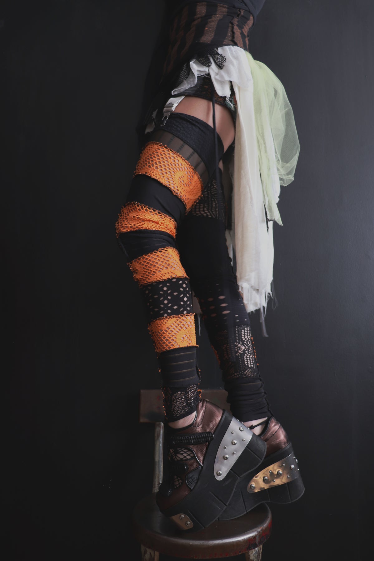 ToBuildAWallBetweenUs (One Size) Footless Thigh High Stockings Spooky Mix