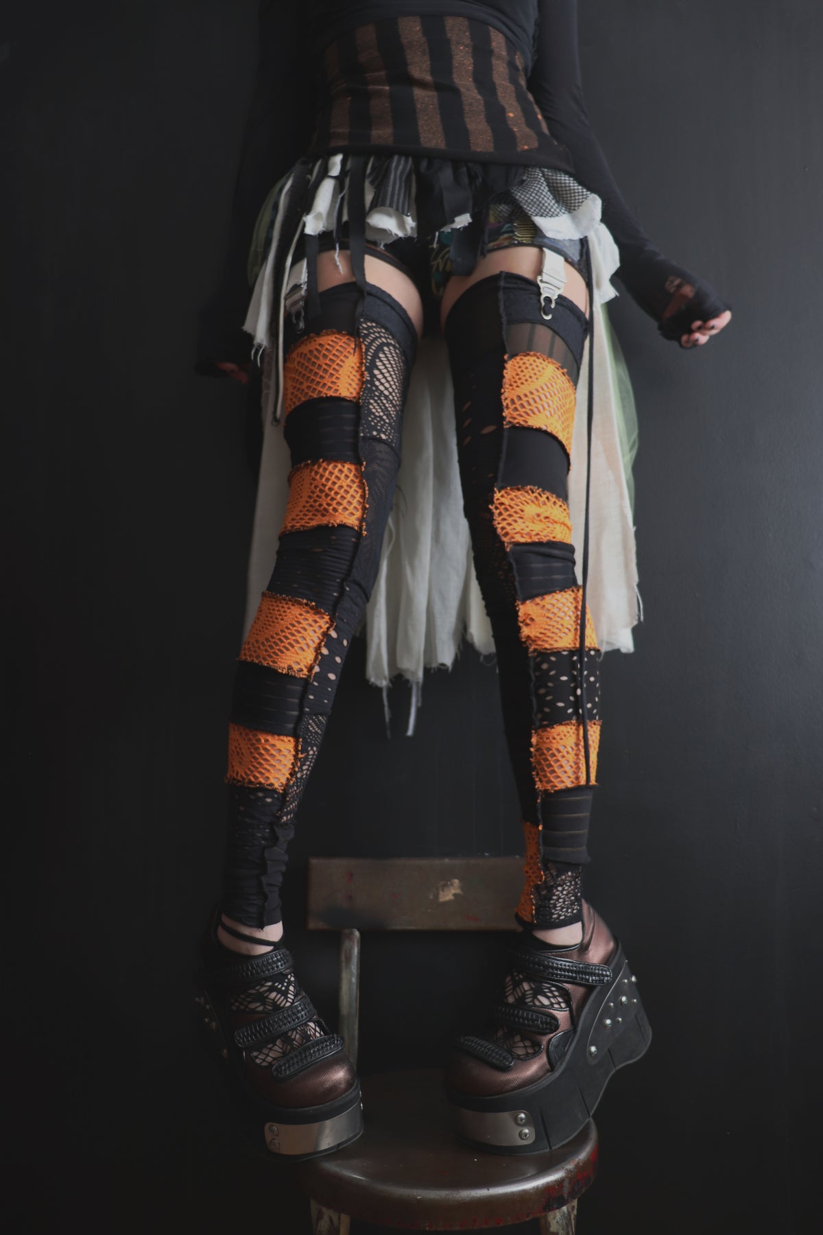 ToBuildAWallBetweenUs (One Size) Footless Thigh High Stockings Spooky Mix