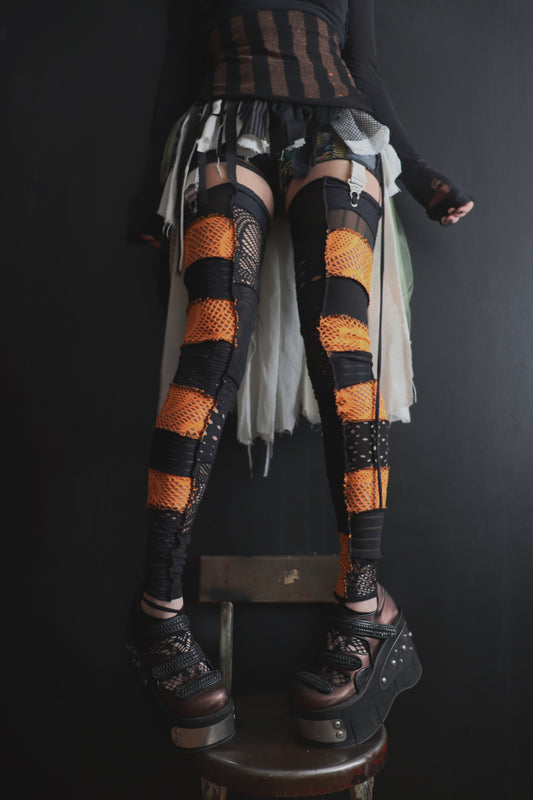 ToBuildAWallBetweenUs (One Size) Footless Thigh High Stockings Spooky Mix