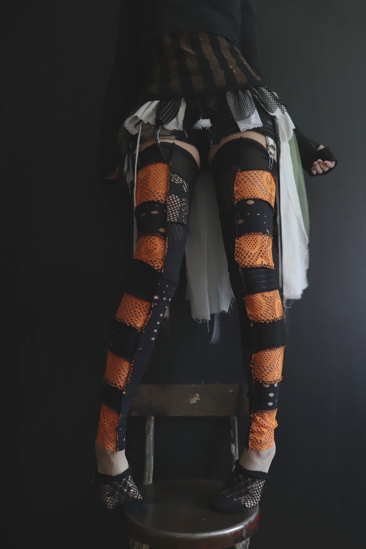 StayedUpTheWholeNight (One Size) Footless Thigh High Stockings Spooky Mix