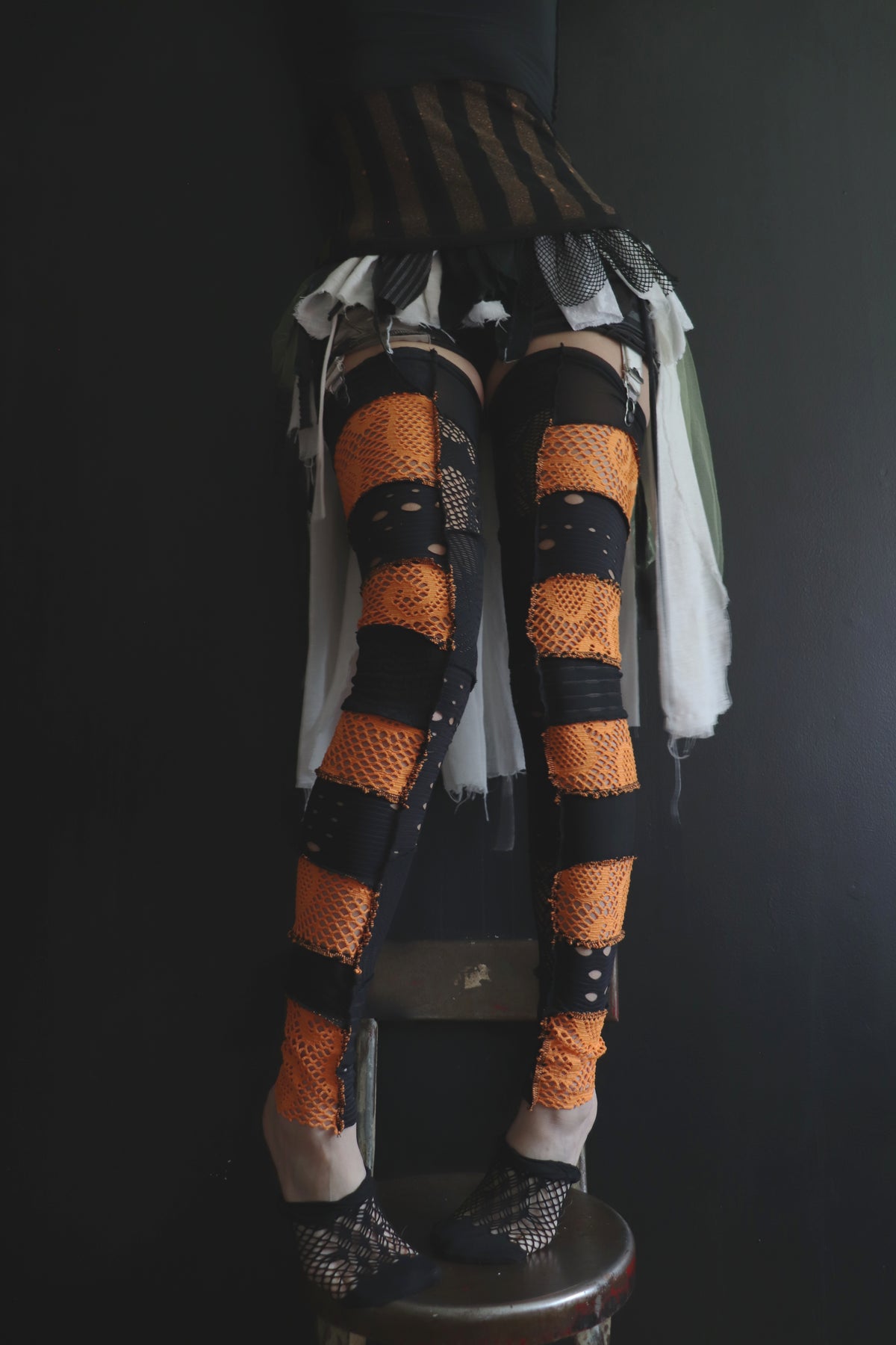 StayedUpTheWholeNight (One Size) Footless Thigh High Stockings Spooky Mix