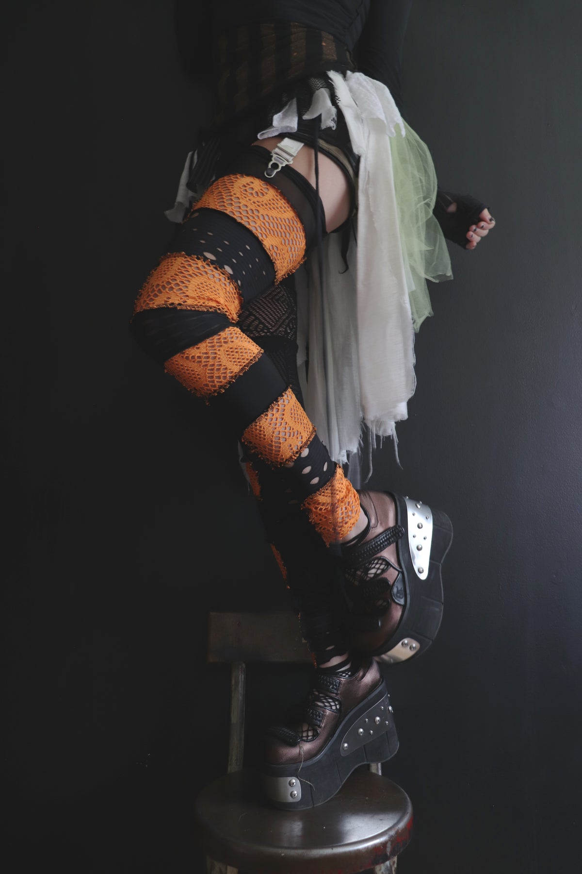 StayedUpTheWholeNight (One Size) Footless Thigh High Stockings Spooky Mix