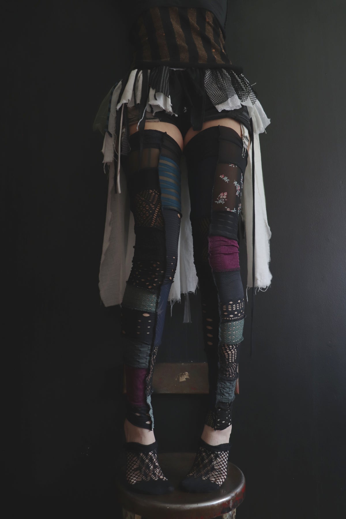 YouCallMeOnceCallMeTwice (One Size) Footless Thigh High Stockings Moody Garden Mix