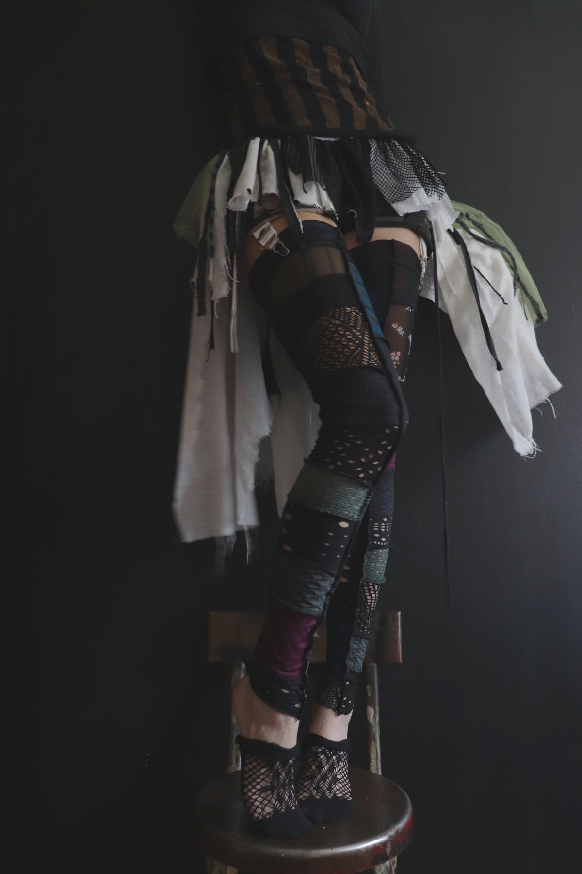 YouCallMeOnceCallMeTwice (One Size) Footless Thigh High Stockings Moody Garden Mix
