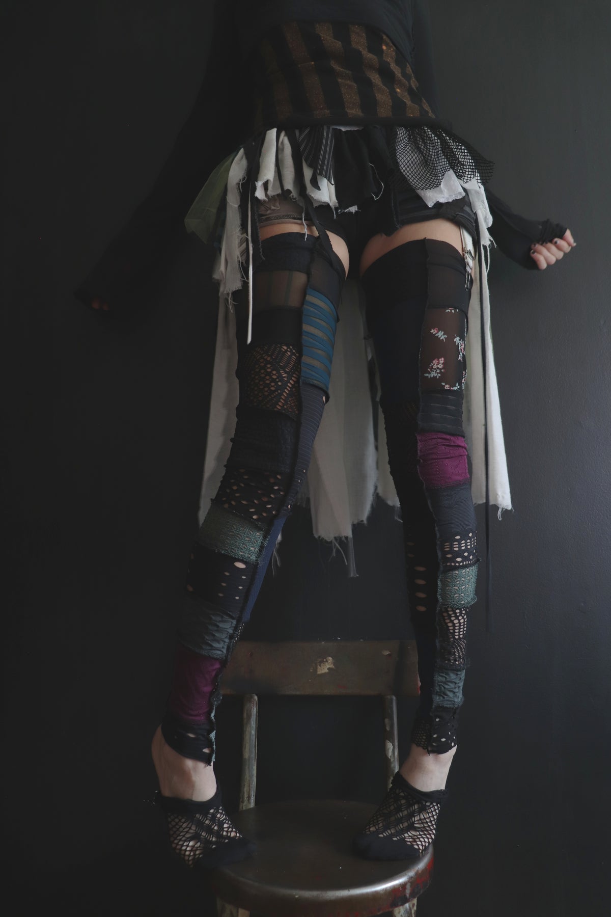 YouCallMeOnceCallMeTwice (One Size) Footless Thigh High Stockings Moody Garden Mix
