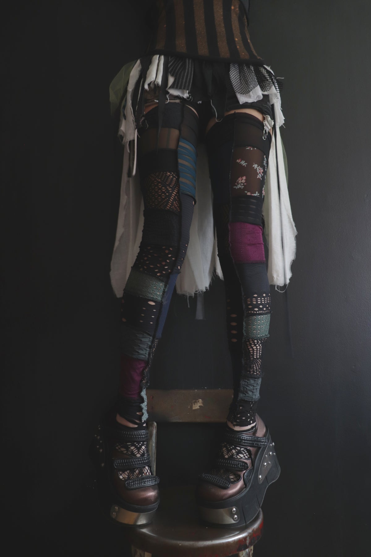 YouCallMeOnceCallMeTwice (One Size) Footless Thigh High Stockings Moody Garden Mix