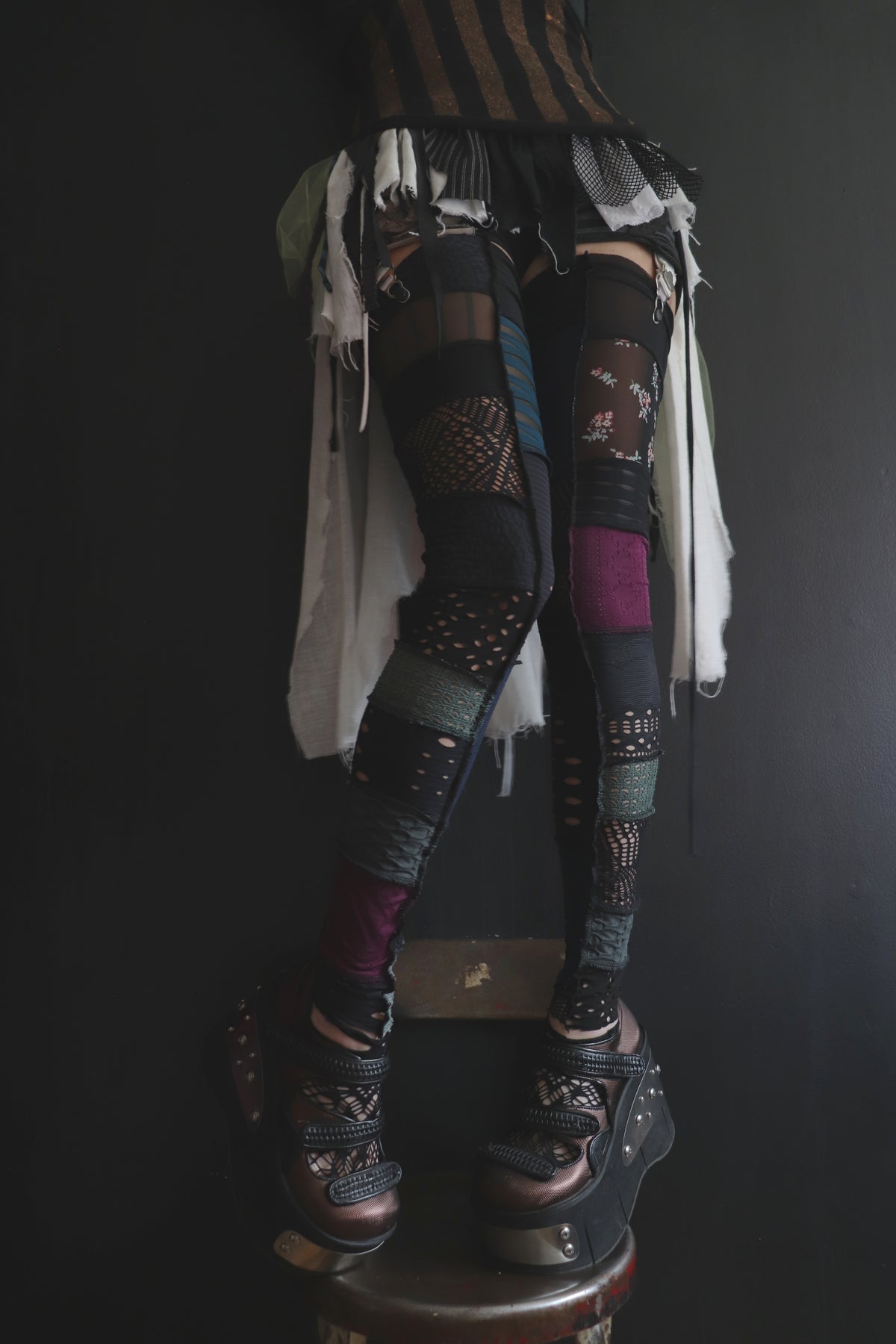 YouCallMeOnceCallMeTwice (One Size) Footless Thigh High Stockings Moody Garden Mix