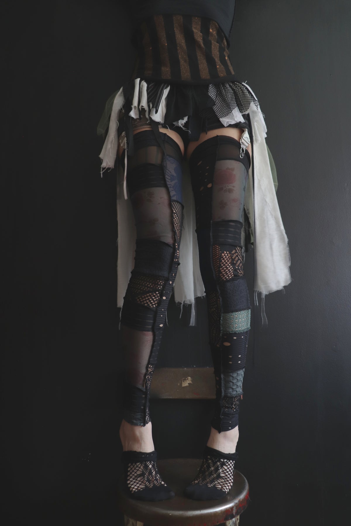 StayedUpTheWholeNight (One Size) Footless Thigh High Stockings Dreary Rose Mix