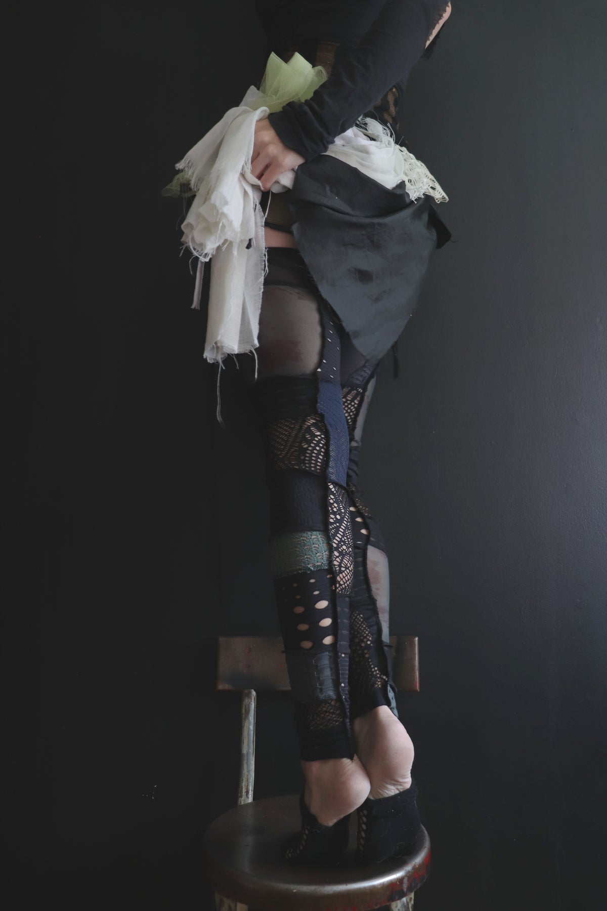 StayedUpTheWholeNight (One Size) Footless Thigh High Stockings Dreary Rose Mix