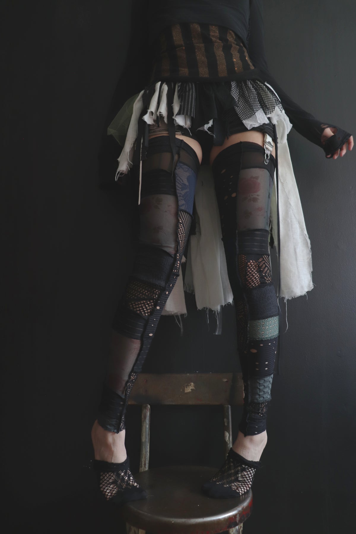 StayedUpTheWholeNight (One Size) Footless Thigh High Stockings Dreary Rose Mix