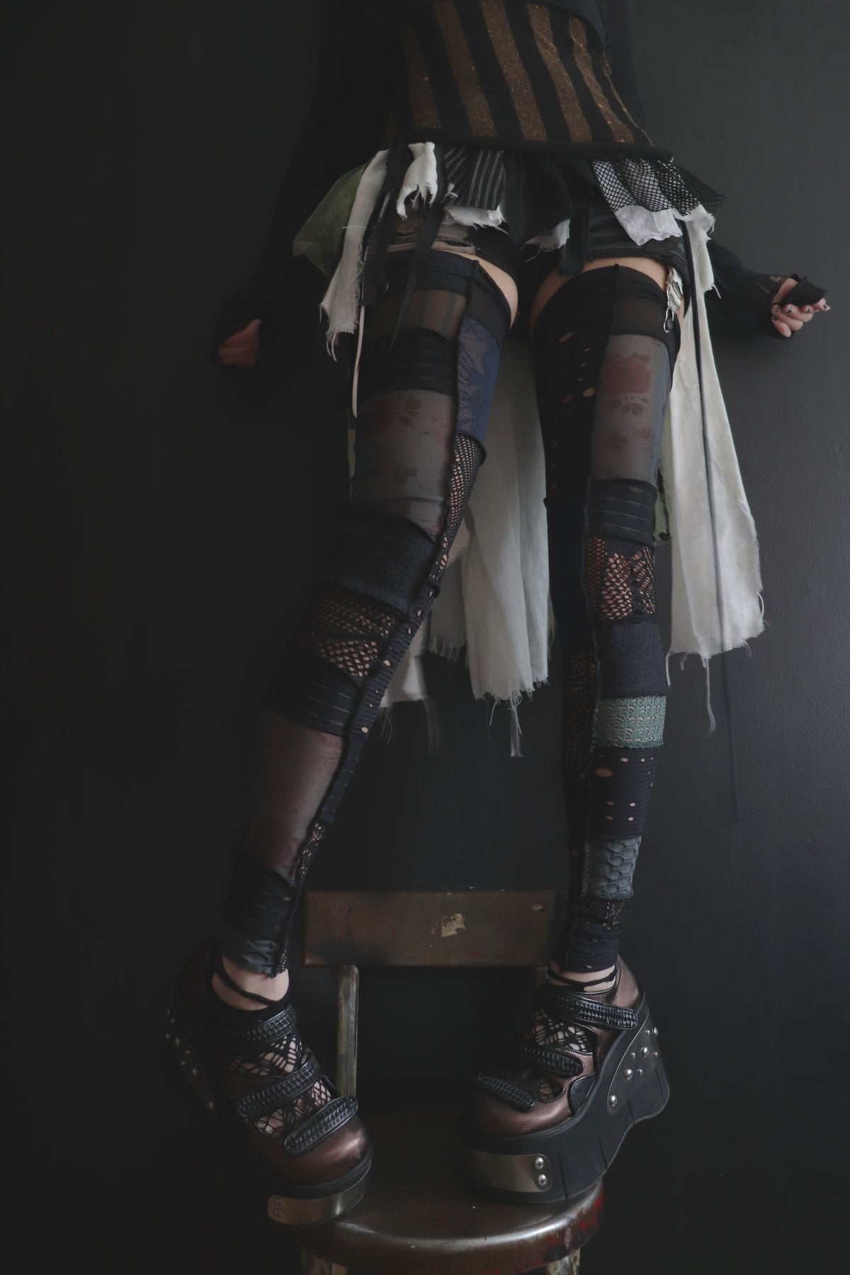 StayedUpTheWholeNight (One Size) Footless Thigh High Stockings Dreary Rose Mix