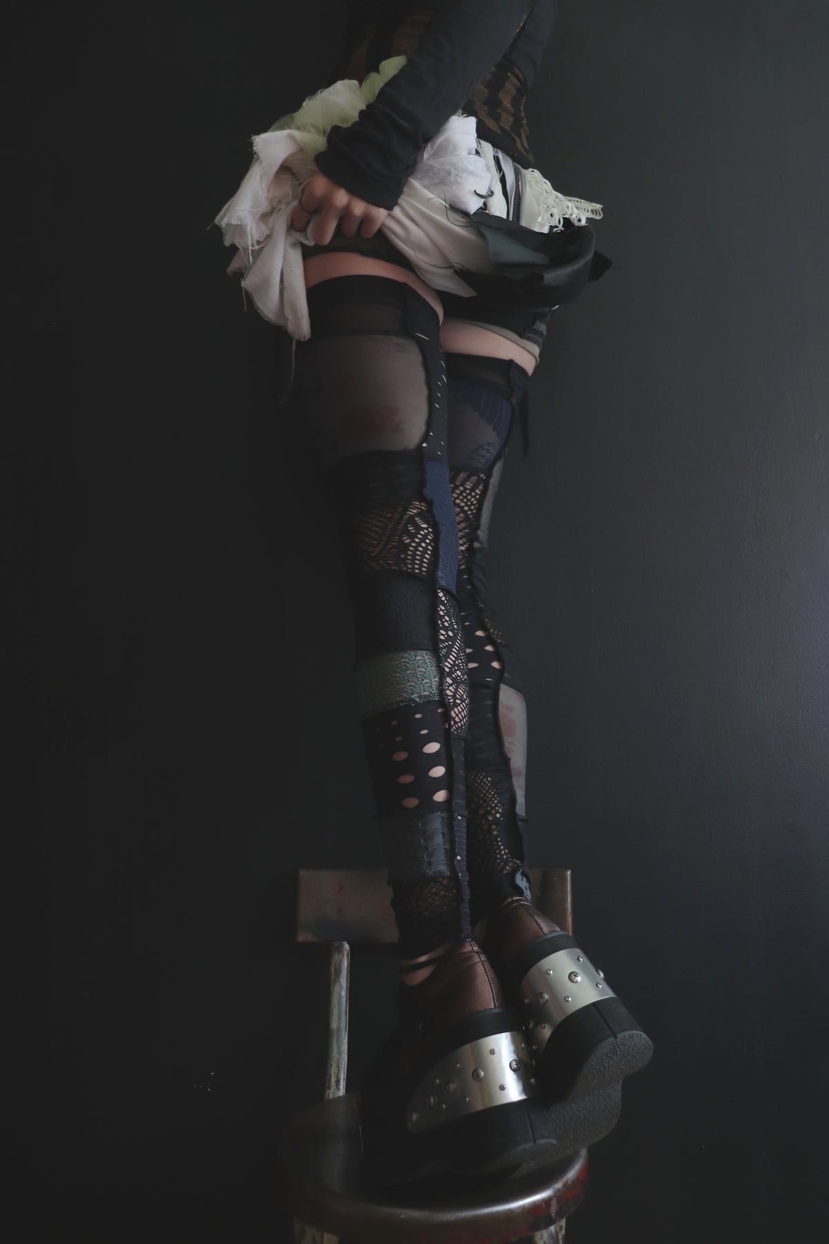 StayedUpTheWholeNight (One Size) Footless Thigh High Stockings Dreary Rose Mix