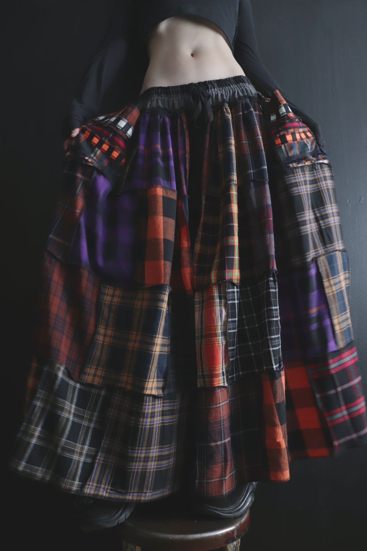 ShesAPeachShesADollShesAPalOfMine(One Size) Cotton Patch Quilt Floor Length Skirt With Pockets
