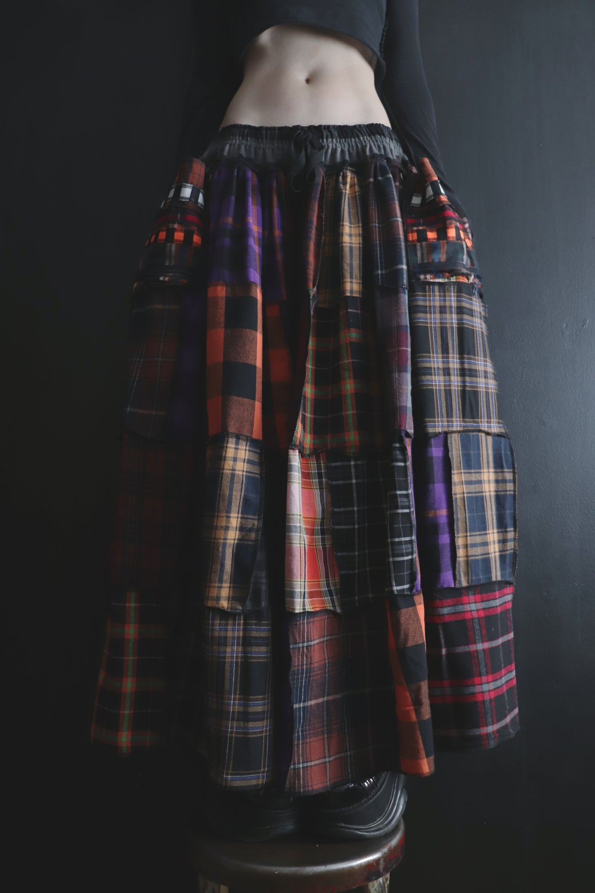 ShesAPeachShesADollShesAPalOfMine(One Size) Cotton Patch Quilt Floor Length Skirt With Pockets