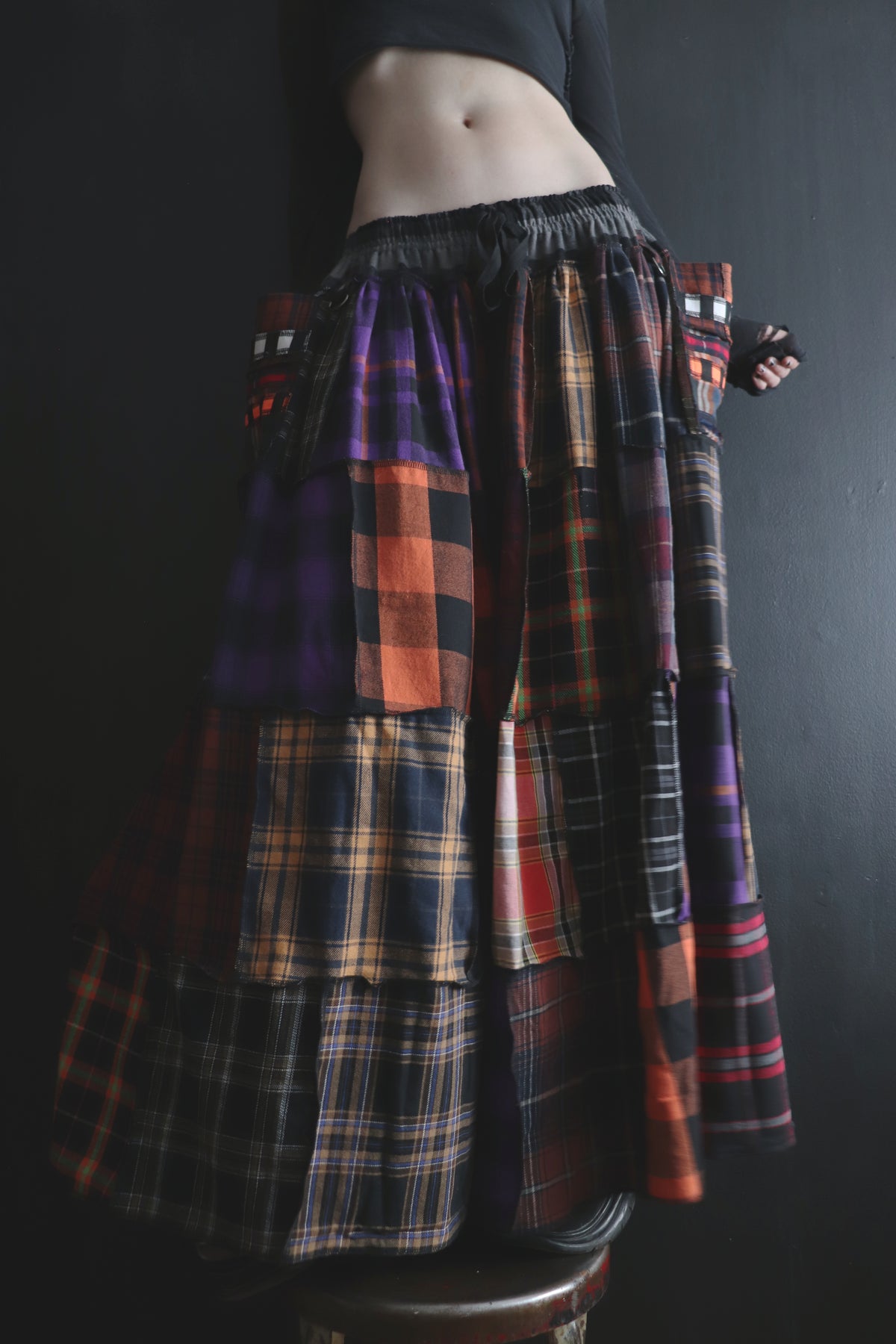 ShesAPeachShesADollShesAPalOfMine(One Size) Cotton Patch Quilt Floor Length Skirt With Pockets