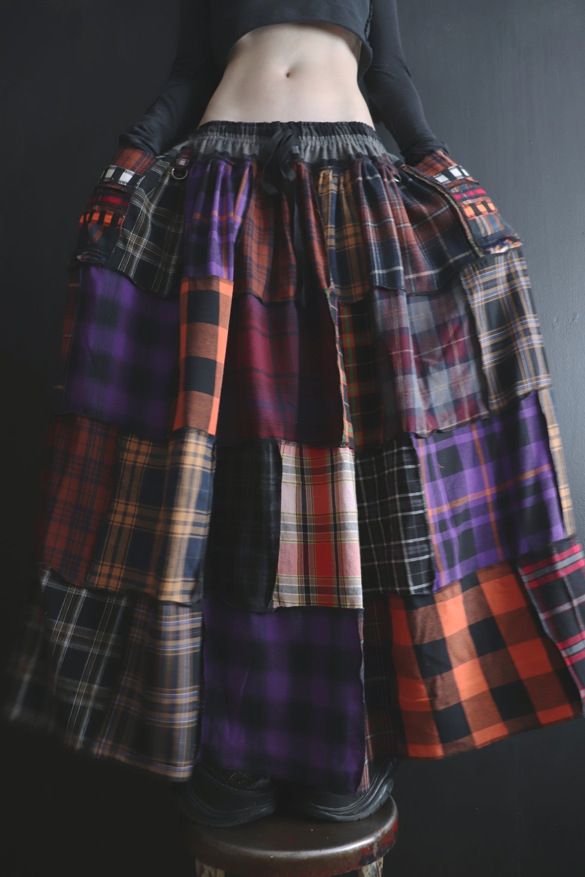 ShesAPeachShesADollShesAPalOfMine(One Size) Cotton Patch Quilt Floor Length Skirt With Pockets