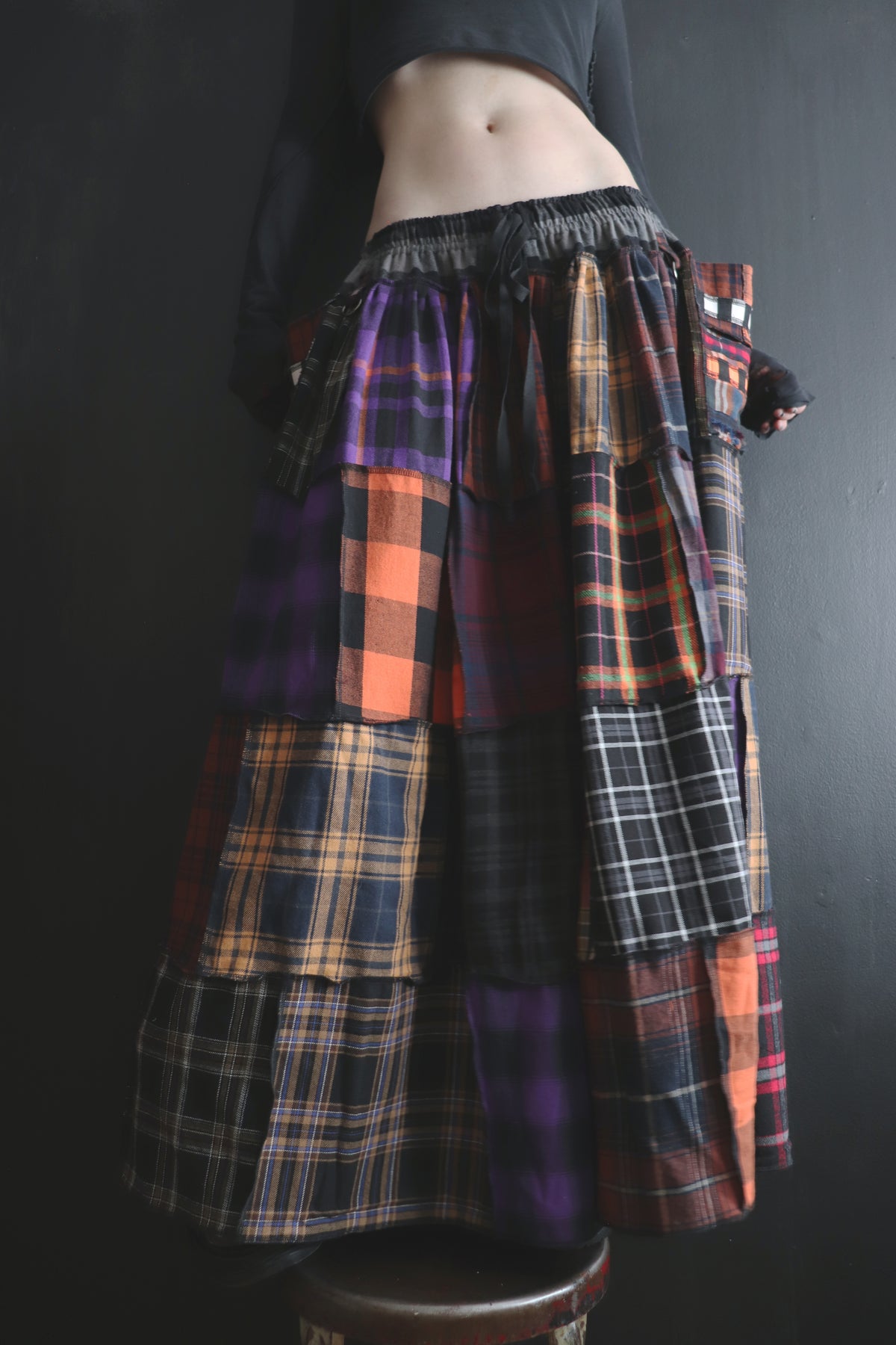 ShesAPeachShesADollShesAPalOfMine(One Size) Cotton Patch Quilt Floor Length Skirt With Pockets