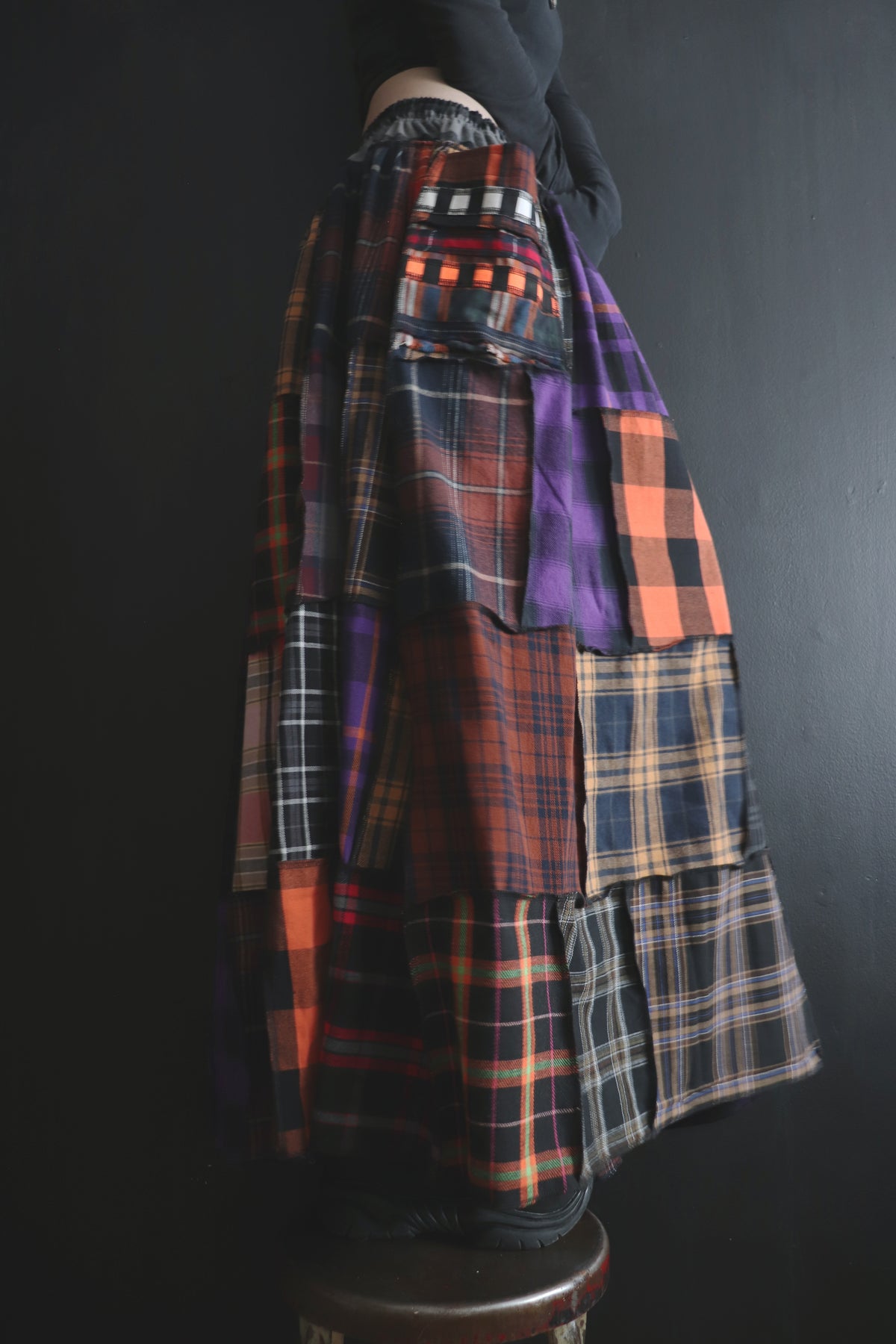 ShesAPeachShesADollShesAPalOfMine(One Size) Cotton Patch Quilt Floor Length Skirt With Pockets