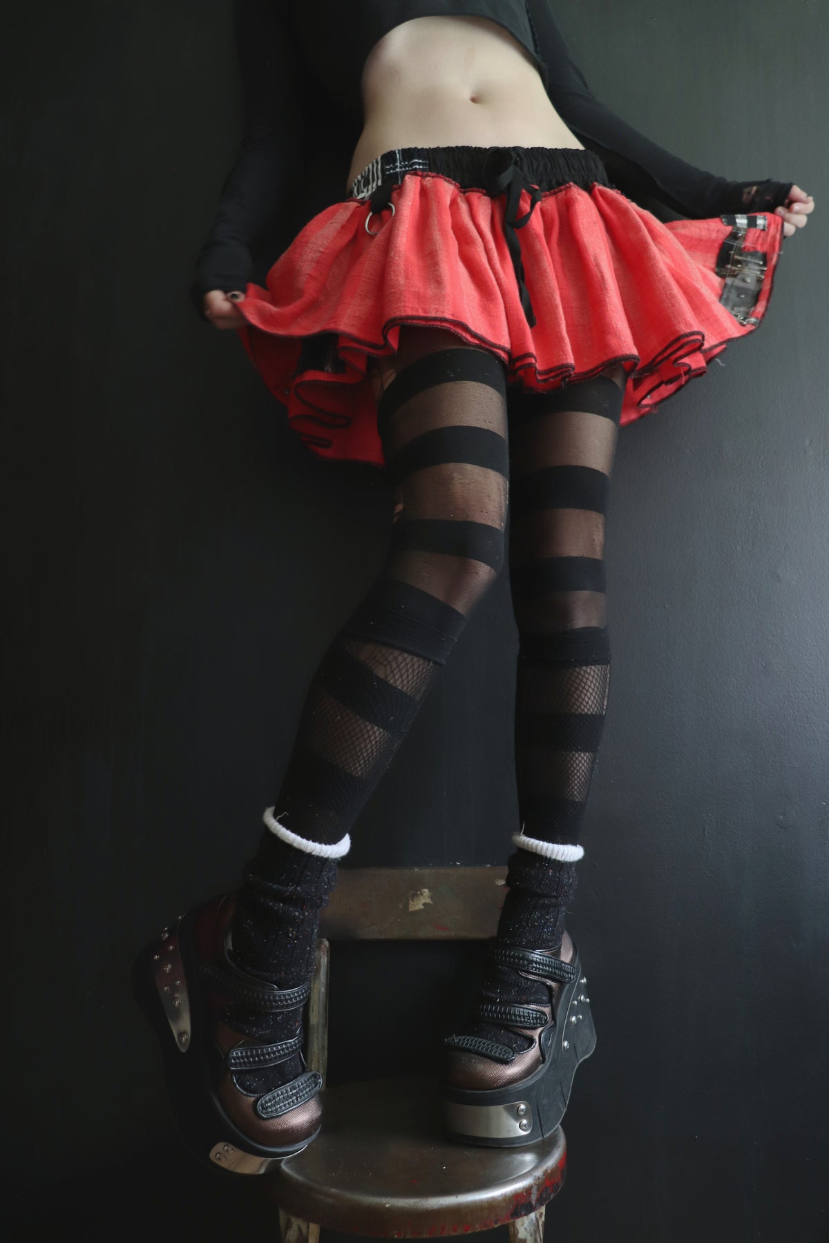 WhenSheComesAroundExploring (One Size) Cotton Patch Mini Skirt With Pockets Bigtop Stripes