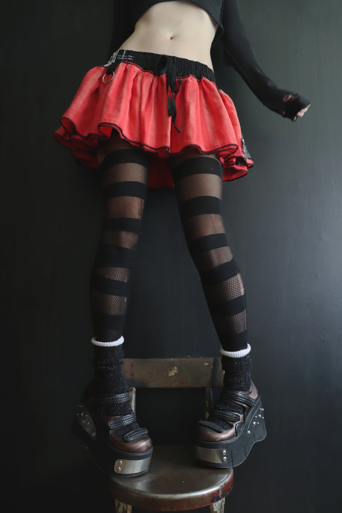 WhenSheComesAroundExploring (One Size) Cotton Patch Mini Skirt With Pockets Bigtop Stripes