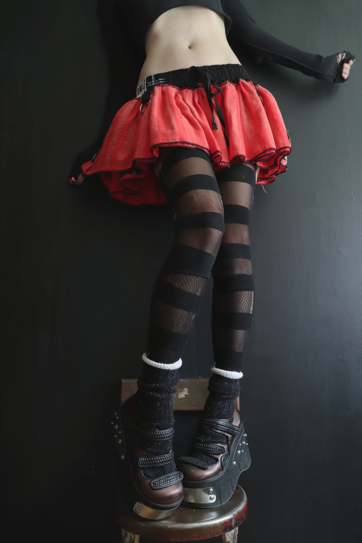 WhenSheComesAroundExploring (One Size) Cotton Patch Mini Skirt With Pockets Bigtop Stripes