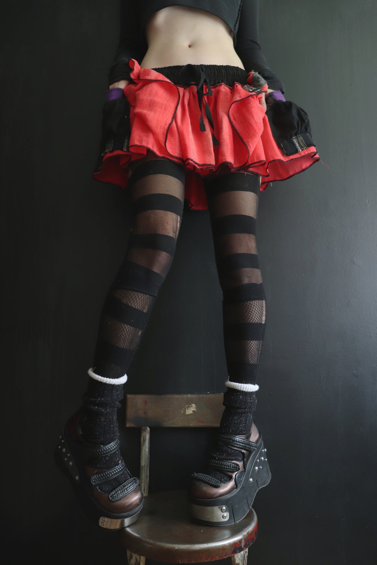 WhenSheComesAroundExploring (One Size) Cotton Patch Mini Skirt With Pockets Bigtop Stripes