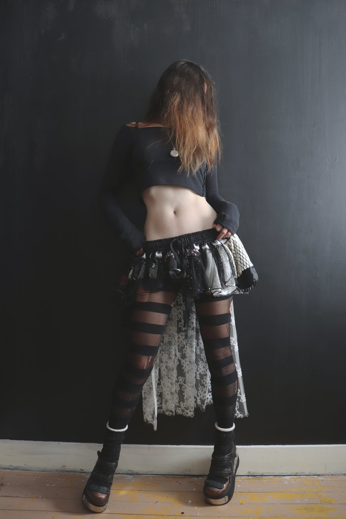WillNeverEverMakeItBoring(One Size) Tattered Sheer And Lace Layering Skirt