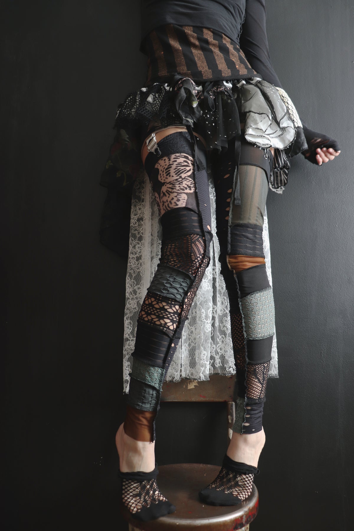 ItWasntSaidButImLettingYouGoNow (One Size) Footless Thigh High Stockings Grunge Mix