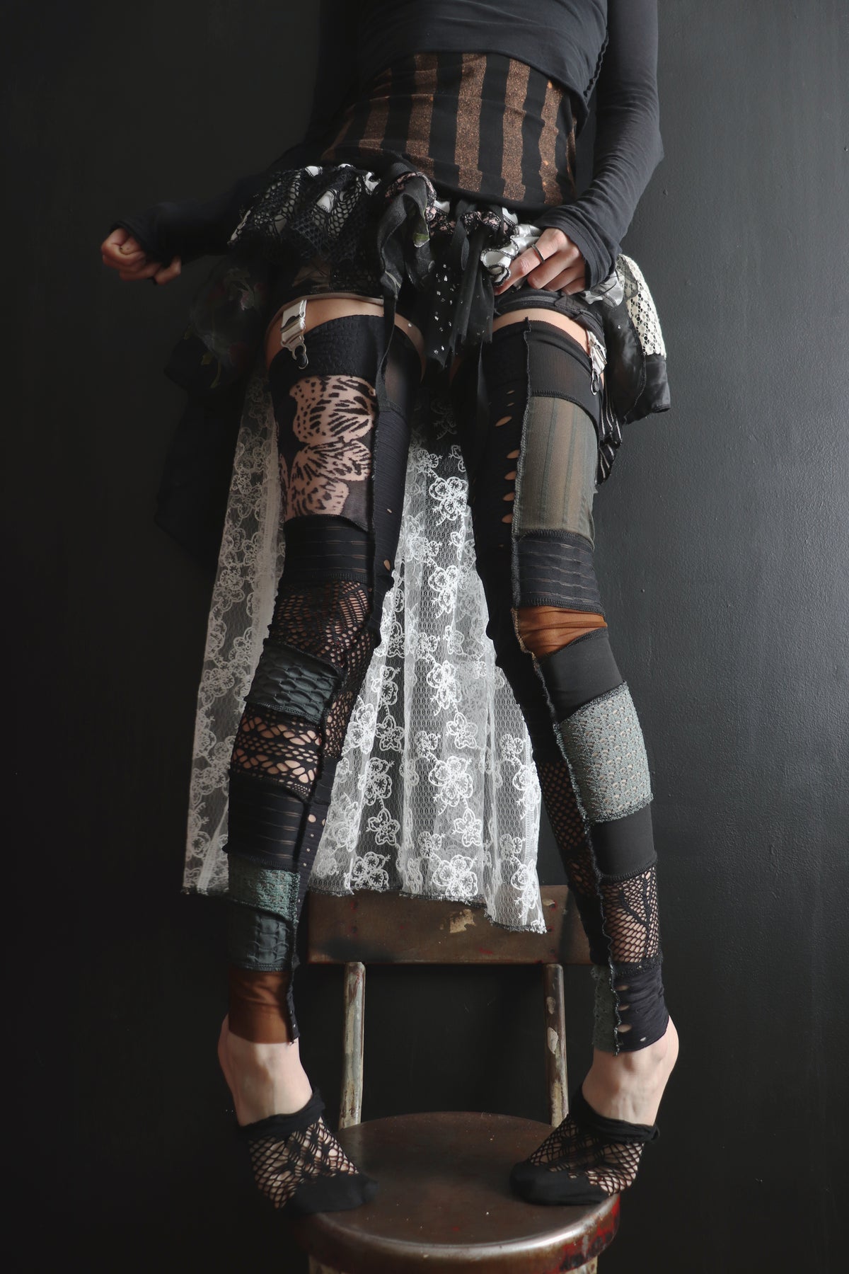 ItWasntSaidButImLettingYouGoNow (One Size) Footless Thigh High Stockings Grunge Mix