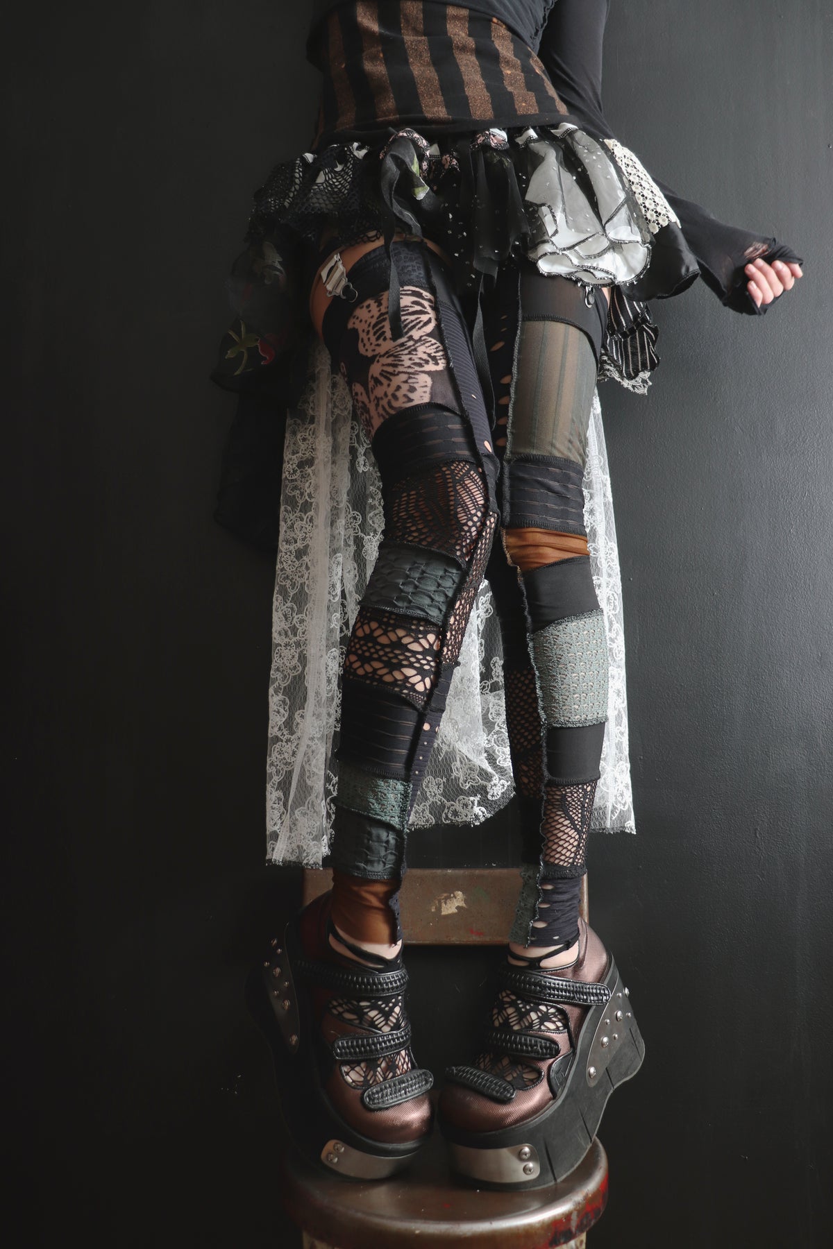 ItWasntSaidButImLettingYouGoNow (One Size) Footless Thigh High Stockings Grunge Mix