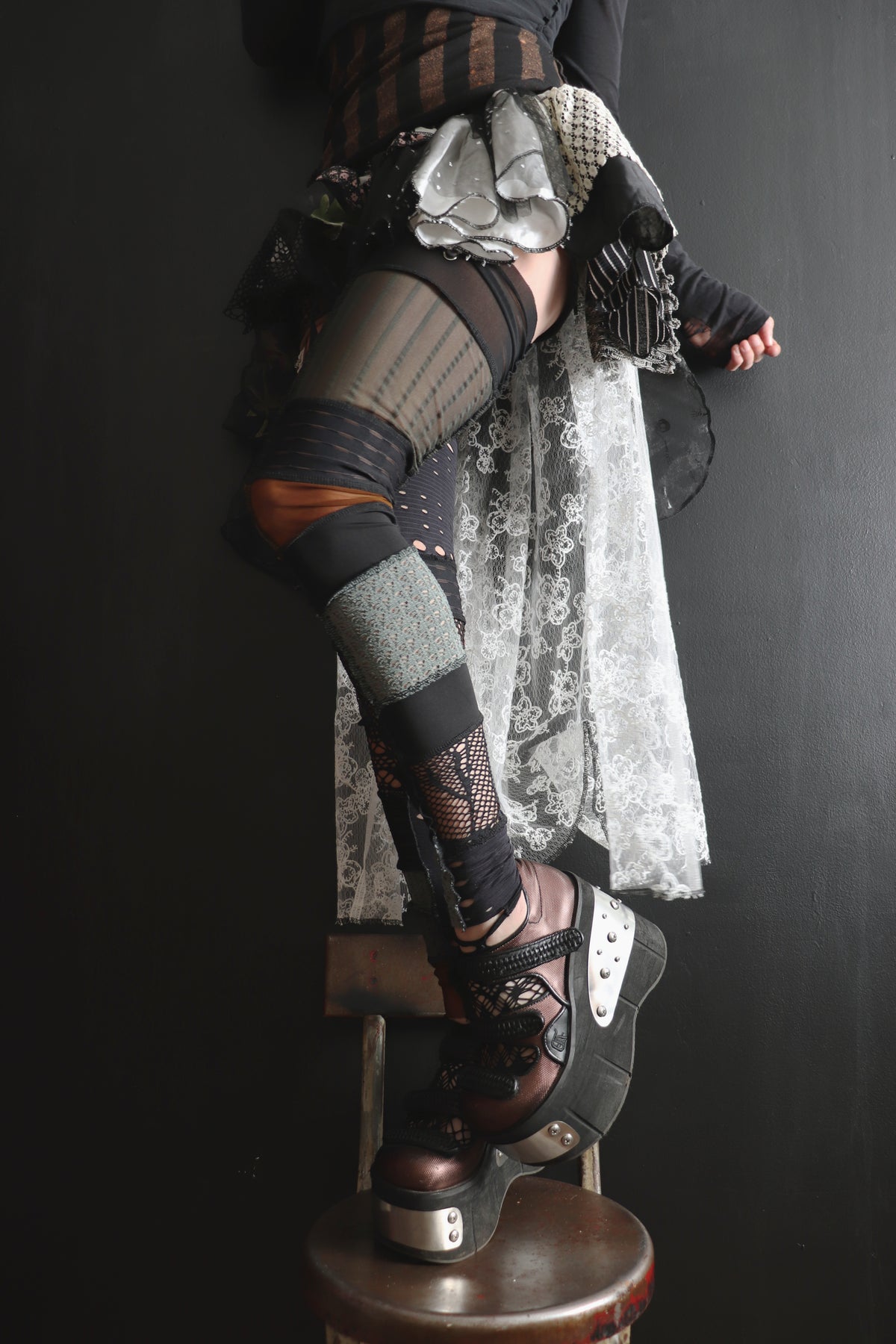 ItWasntSaidButImLettingYouGoNow (One Size) Footless Thigh High Stockings Grunge Mix