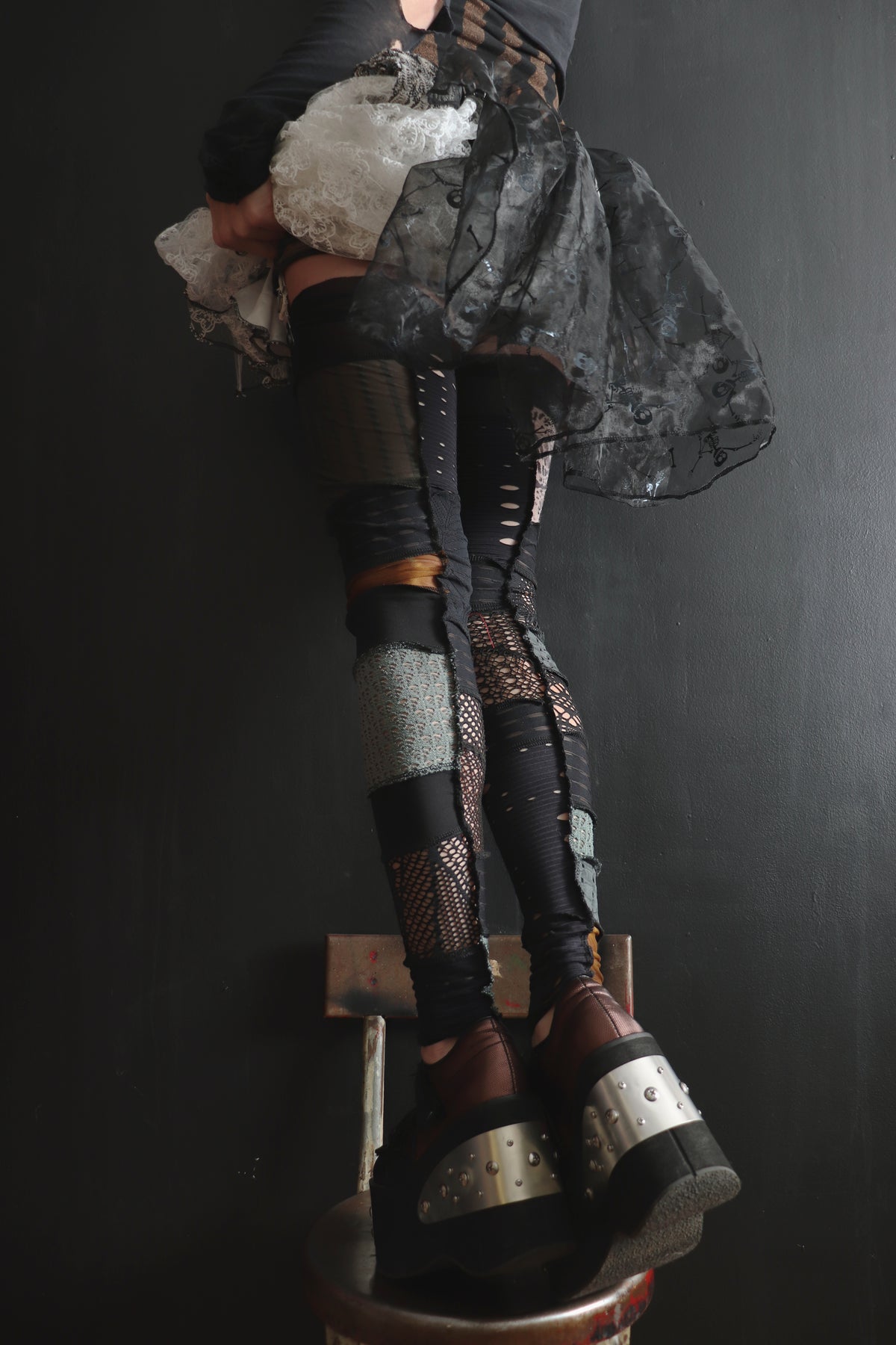 ItWasntSaidButImLettingYouGoNow (One Size) Footless Thigh High Stockings Grunge Mix