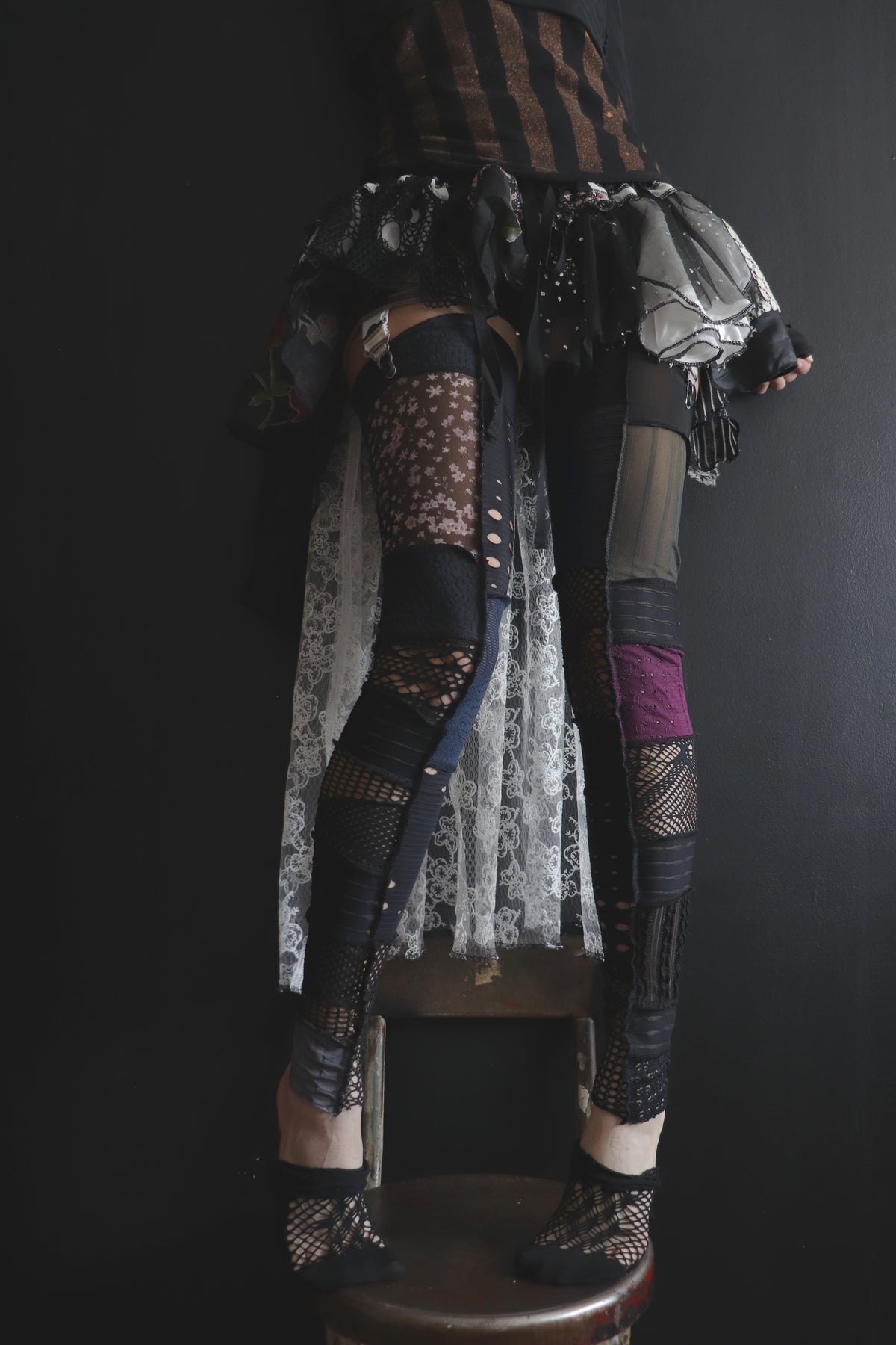 ILieAwakeAndThinkOfThat (One Size) Footless Thigh High Stockings Moody Garden Mix